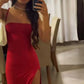 Robe de bal fourreau rouge, robe de soirée, robe de cérémonie avec fente fg5242