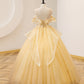 YELLOW BALL GOWN BEADED SWEET 16 DRESS, YELLOW LONG PROM DRESS FORMAL DRESS      fg5012