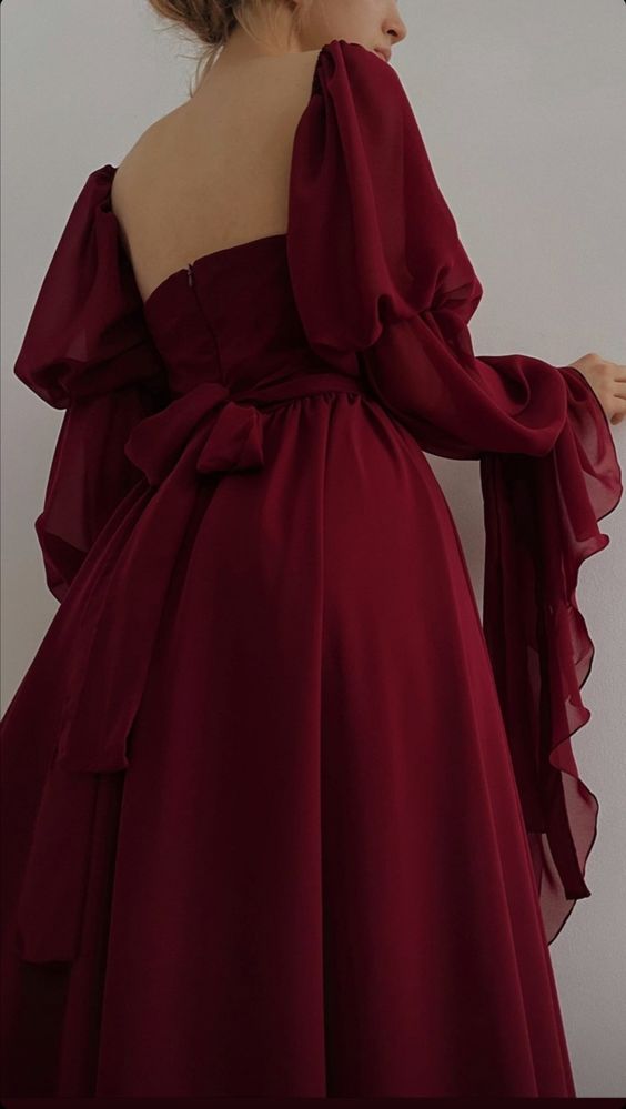 Beautiful Vintage Romantic A-line Burgundy Prom Dress Evening Dress      fg4534