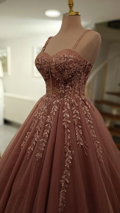 A-Linie Träger Tüll Ballkleid Geburtstagsparty Kleid Abendkleider für formelle Anlässe fg5236