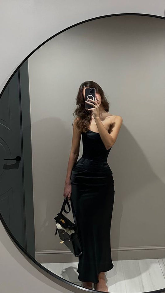 Robe de bal noire simple et sexy, robe de soirée fg4574