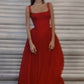 Elegantes rotes A-Linien-Ballkleid mit Trägern, A-Linien-Ballkleid fg4868