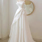 White Strapless Pleats Wedding Dress    fg4910