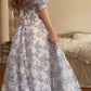 Floral Prom Dresses, Off The Shoulder Party Dress, Chiffon Evening Gown       fg4629