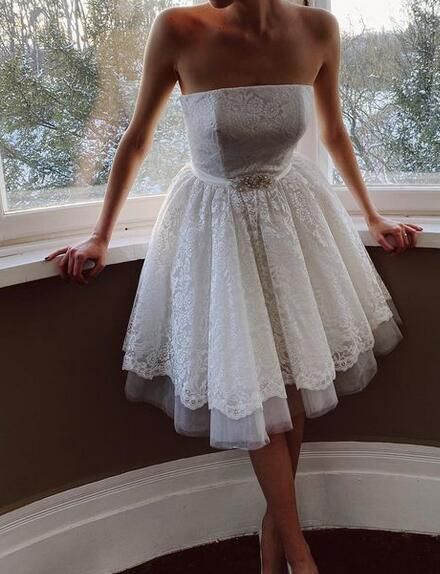 Short Wedding Dress, Wedding Receiption Dress, Bridal Gown ,Dresses For Brides     fg4688