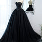 Black Sweetheart Neck Tulle Long Prom Dress, Black Formal Evening Dress      fg5446