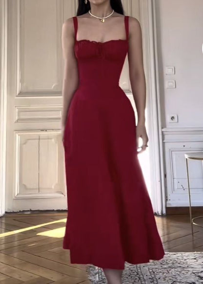 Einfarbiges langes Kleid ärmellos Party A-Linie Ballkleid fg4866