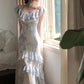 Sommer Neue Frauen Elegent Schlank Party Prom Print Rüschen Kleid Weibliche Mode Party Kleid fg5009
