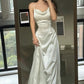 Robe de soirée ivoire à bretelles spaghetti fg4393