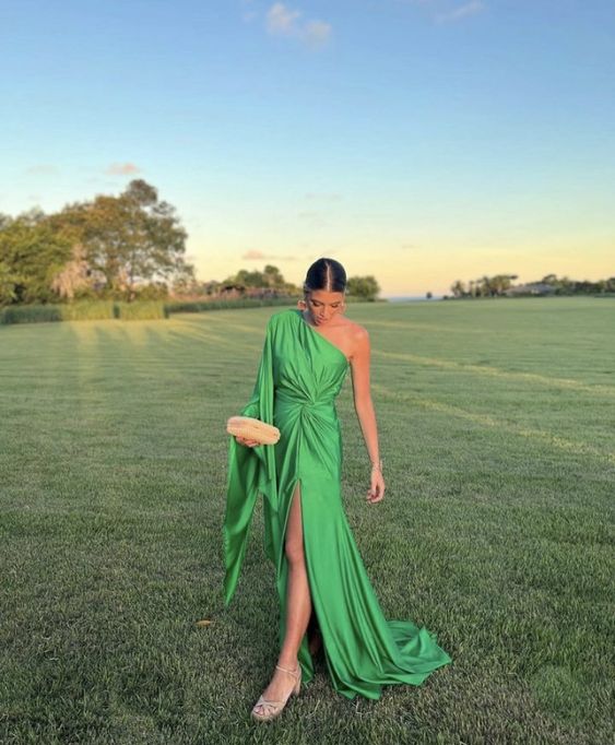 A Line Fashion Green Long Prom Dress,   Formal Evening Gown      fg3895