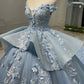 Blue Off Shoulder Ball Gown Prom Dress Sweet 16th Dress    fg3821