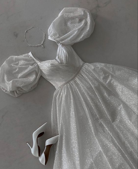 Shinny A line Floor Length White Prom Dresses,evening Dress,formal Dress     fg3663