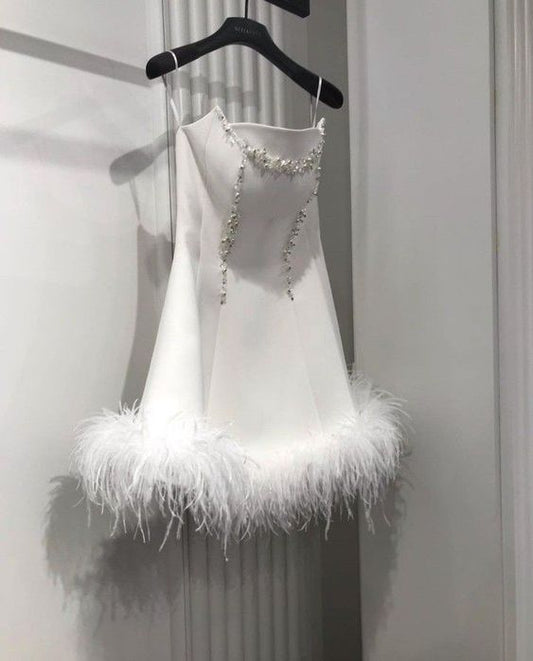 White Short Prom Dresses, Fashion Cocktail Dress    fg3487