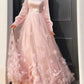 A-Line Prom Dresses Maxi Dress Sweet 16 Birthday Floor Length Long Sleeve Scoop Neck Tulle with Appliques     fg4061