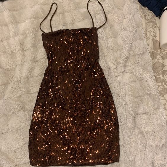 Brown sparkly dress Short Prom Dress Homecoming Dress    fg3558