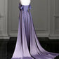 Elegant Purple Satin Prom Dress, Draped Bodice Formal Party Dress       fg3961