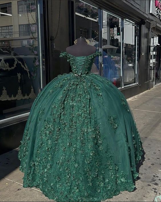 Drak Green Ball Gown Long Prom Dress       fg3611