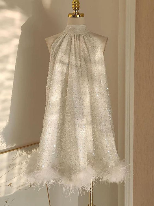 White Short Prom Dresses, Fashion Cocktail Dress    fg3488