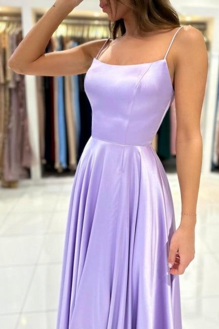 Simple Long Lilac A-line Sleeveless Prom Dresses      fg3785