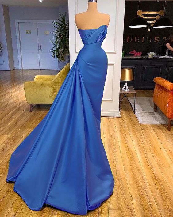 Blue Evening Gown Long simple prom gown     fg4174