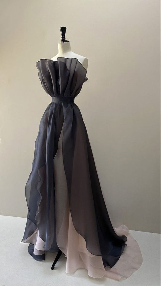 Robe de bal trapèze à volants en tulle, robe de soirée fg4096