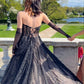strapless black sparkly prom dress,chic black prom gown       fg3805
