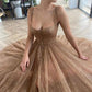 Khaki Vintage Tea Length Sweetheart Tulle Prom Dress       fg3670