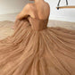 Khaki Vintage Tea Length Sweetheart Tulle Prom Dress       fg3670