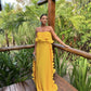 Yellow Pleated Prom Dresses Long Evening Gowns Formal Party Wear      fg3925