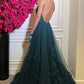 Teal Prom Dress A Line Tulle Formal Evening Gowns      fg4015