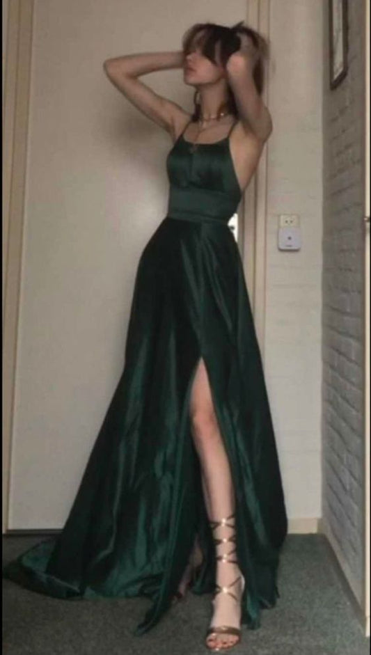 A line Dark Green Long Prom Dress,  Evening Dress        fg4296