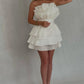 A line Strapless Tiered Short Homecoming Dress Party Gown    fg8078