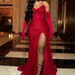 Black Evening Dress Long Prom Dress With Gloves        fg6982