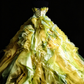 One Shoulder Yellow-Green Ruffled Organza Ball Gown with 3D Florals & Beaded Bodice fg8953