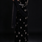 Black Square Neck Velvet Beaded Evening Dress With Chiffon Drape fg8978