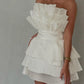 A line Strapless Tiered Short Homecoming Dress Party Gown    fg8078