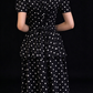 Vintage Black White Polka Dot High Neck Puff Sleeve Tiered Long Evening Dress fg9010