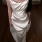 Ivory Satin Wedding Dress Simple Evening Dress fg8699