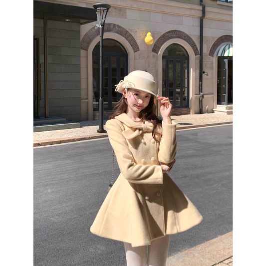 Creamy yellow coat for women  A36