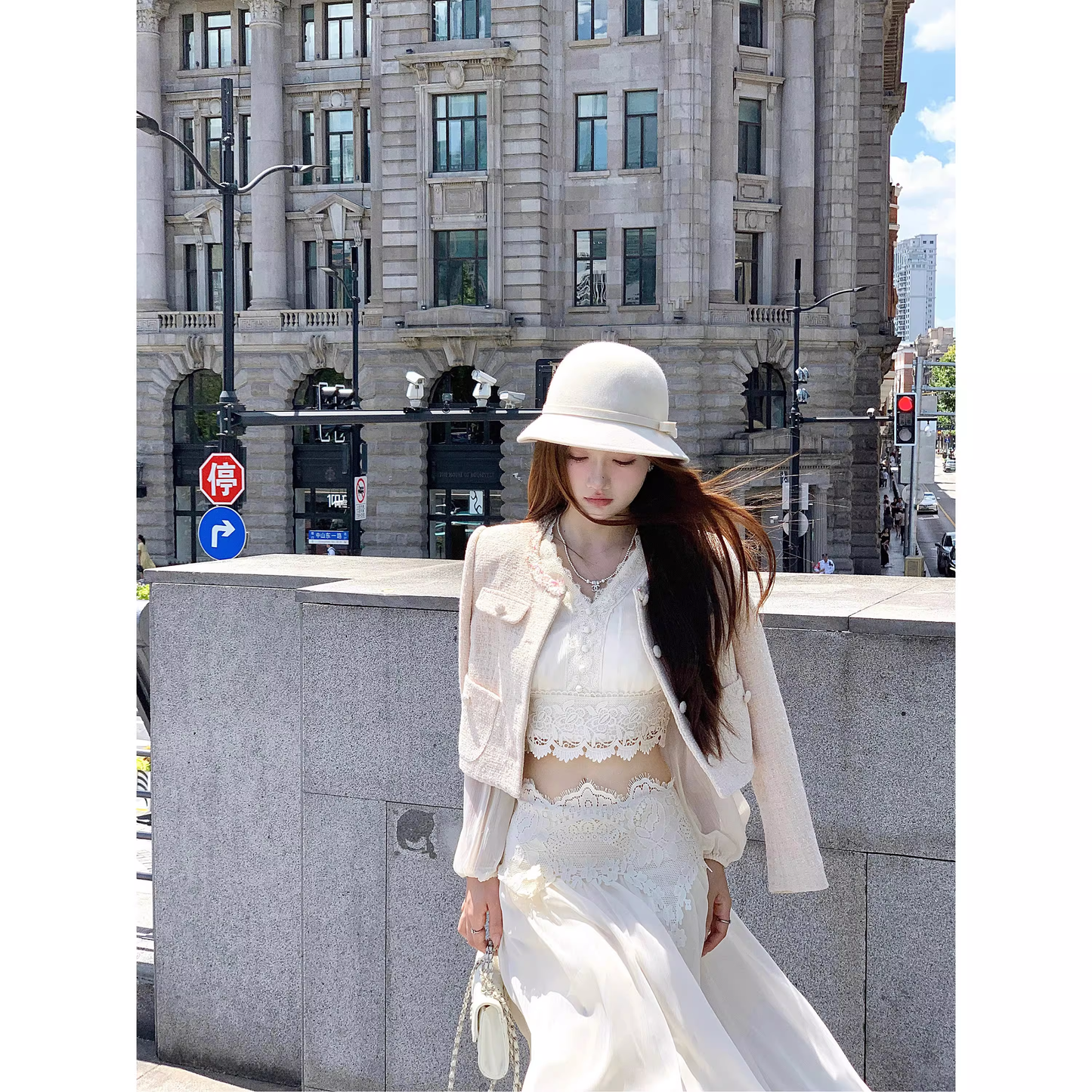 Exquisite lace top and long skirt set  A152