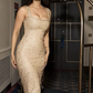 Glitter Sequins Mermaid Party Evening Dress Champagne Prom Dress fg8361