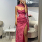Pink Lace Prom Dress Sweetheart Neck Evening Dress With Slit  fg8226