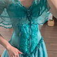 V Neck Chiffon Prom Party Dress Retro Vintage Evening Dress  fg8696