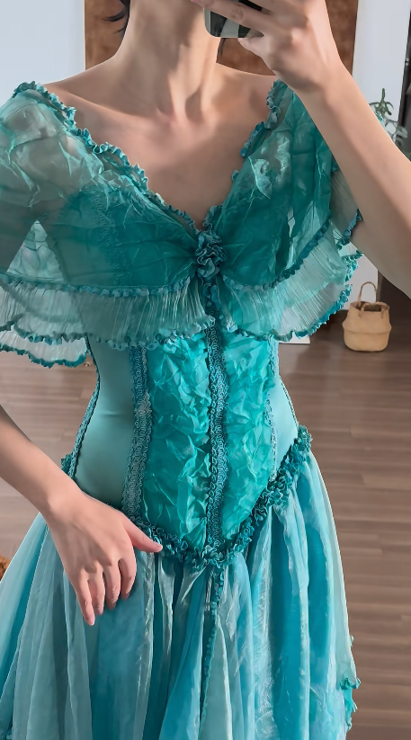 V Neck Chiffon Prom Party Dress Retro Vintage Evening Dress  fg8696