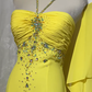 Stunning Yellow Halter Neck Sheath Chiffon Beaded Hi-Lo Prom Dresses Elegant Wedding Guest Dresses  fg8547