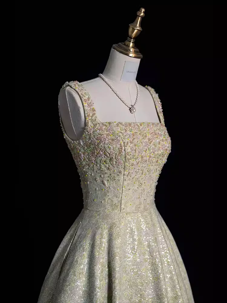 Ball Gown Straps Sequin Beads Long Evening Dress Prom Dresses  fg8587