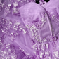 One-shoulder Lavender Tulle Ball Gown with 3D Butterfly Appliqués & Court Train fg8961