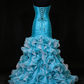 Sweetheart Turquoise Mermaid Gown with Rhinestone Bodice & Ruffled High-Low Skirt fg8959