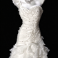 One-Shoulder White Mermaid Wedding Dress with Lace Beading & Tiered Ruffle Skirt fg8962