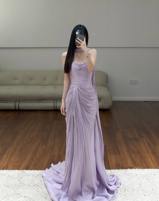 Classy Lilac Prom Party Dress Evening Dress  Birthday outfit fg8624